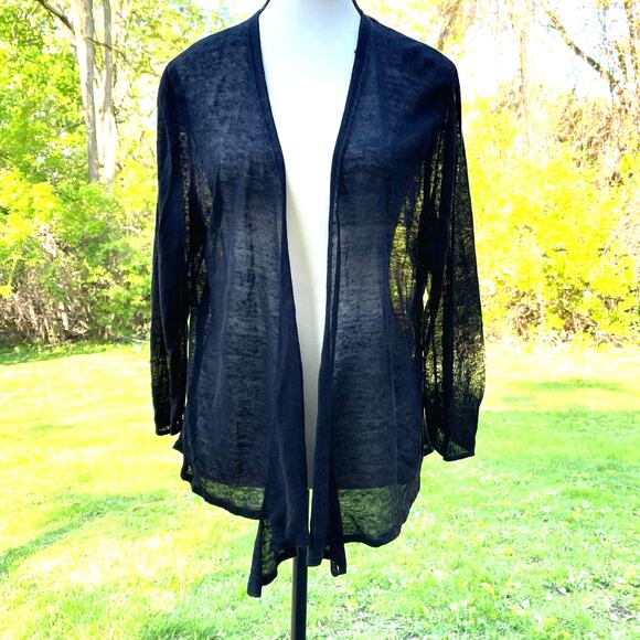 Minimalist Whimsigoth Enchantress NIC+ZOE Asymmetrical Sheer Linen Cardigan XL - Picture 1 of 11